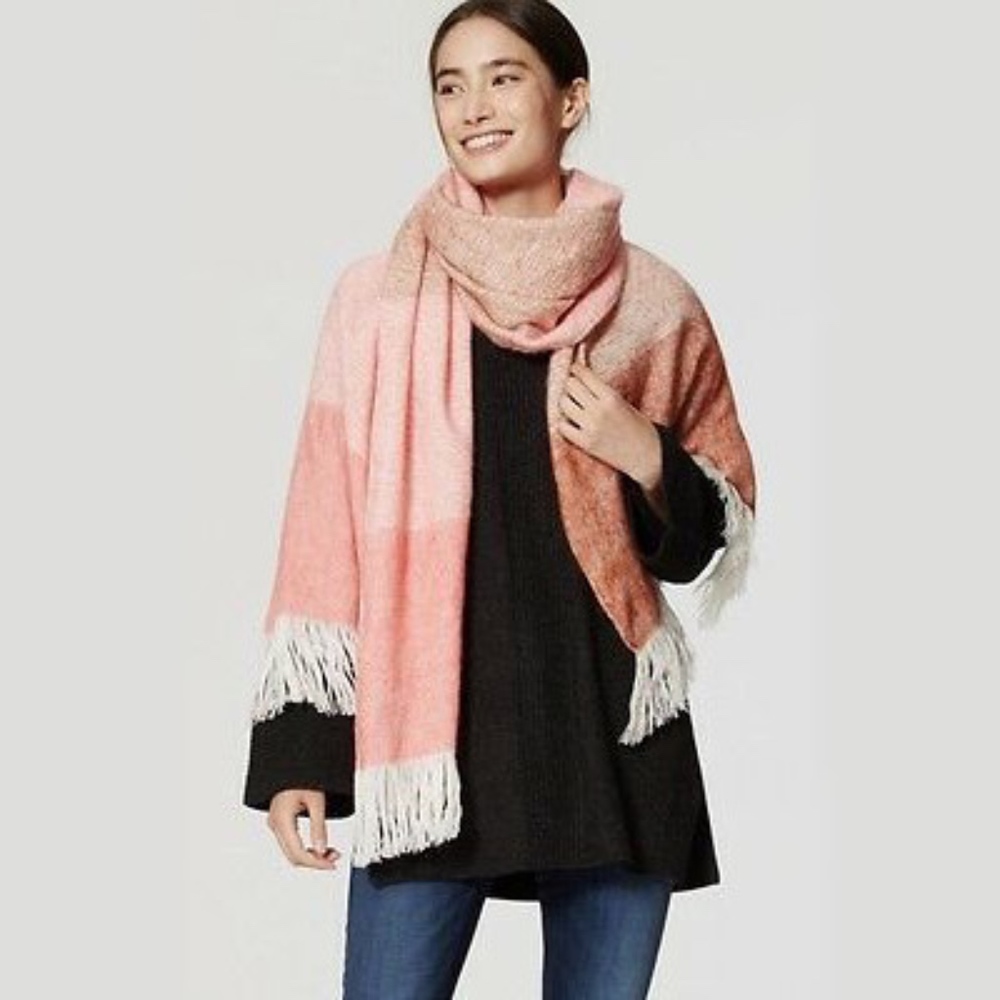 LOFT Colorblock Fringe Scarf